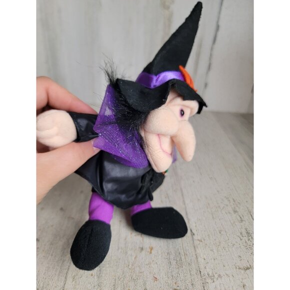 Vintage black cat mini plush witch stuffed animal Halloween decor unique - Picture 3 of 7